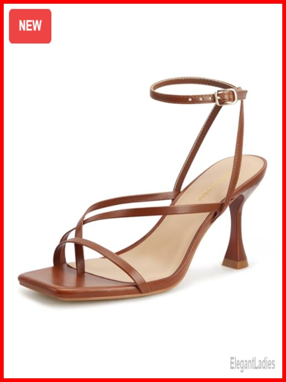 Strappy High Heels Sandals Square Open Toe Ankle Strap Kitten Heel